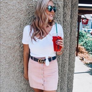 Soft pink button front skirt